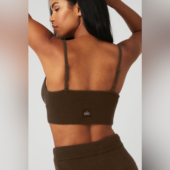 Alo Yoga Cashmere Jet Set Bra in Espresso - Picture 3 of 10